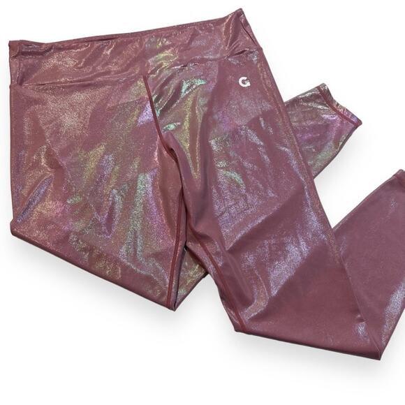 grrrl Leggings Metallic Purple/Pink Iridescent Print, Size "SAM" workout gym - Picture 3 of 15